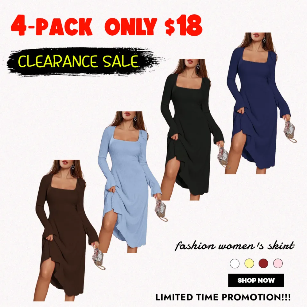 Women's Plain Lace Up Tie Back Flounce Sleeve Dress