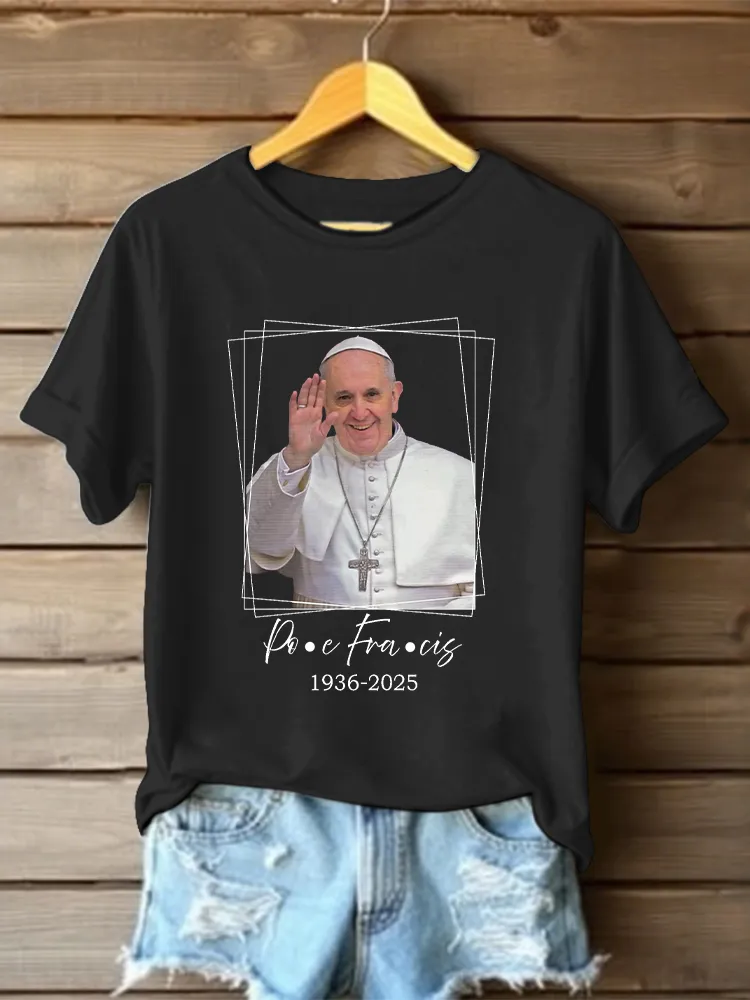 Women's Rest In Peace 1936-2025 Print Short Sleeve Round Neck Cotton T-Shirt