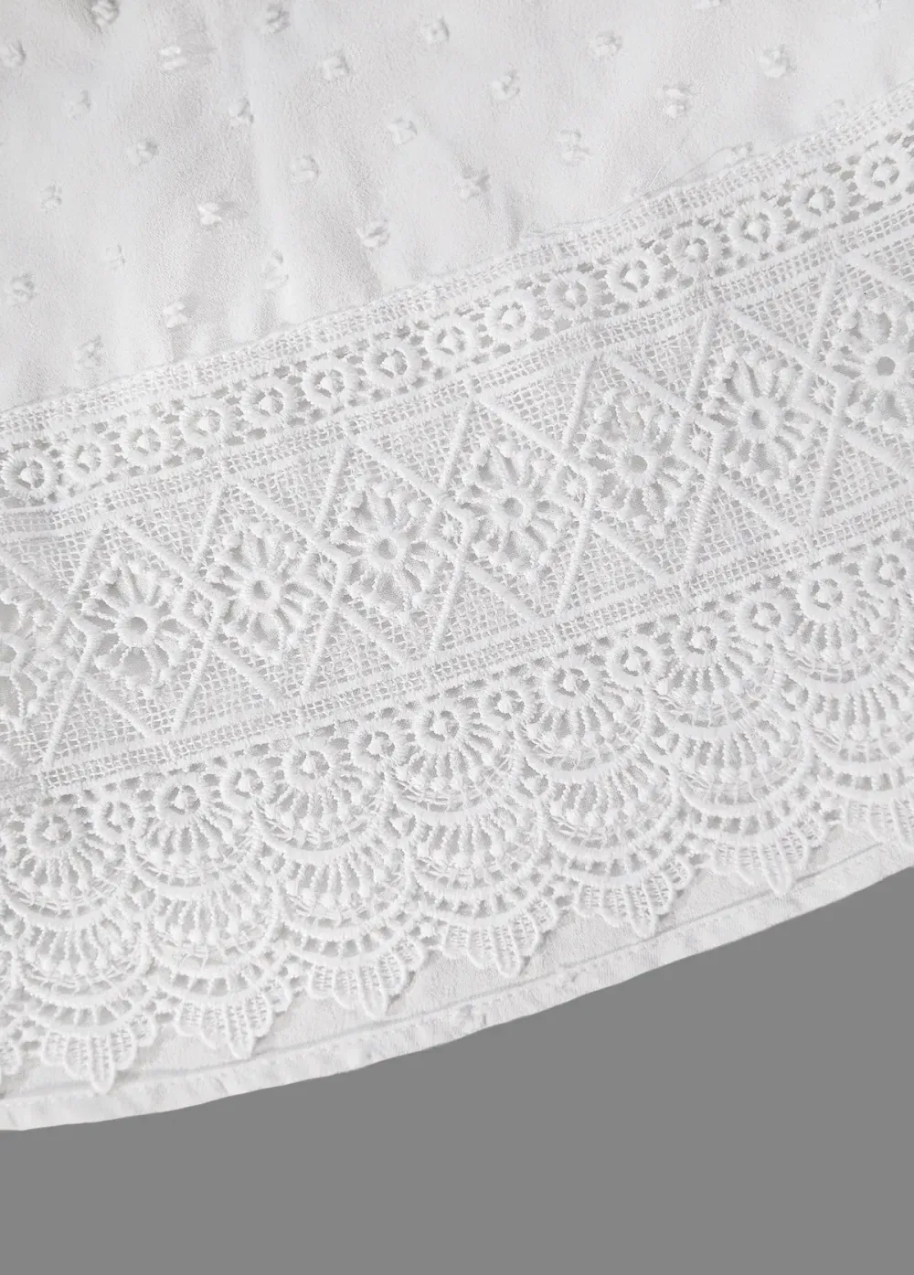 White Embroidery Short Sleeve Split Neck T Shirt