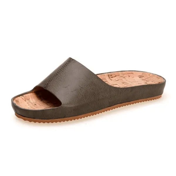 Retro wood grain flat sandals