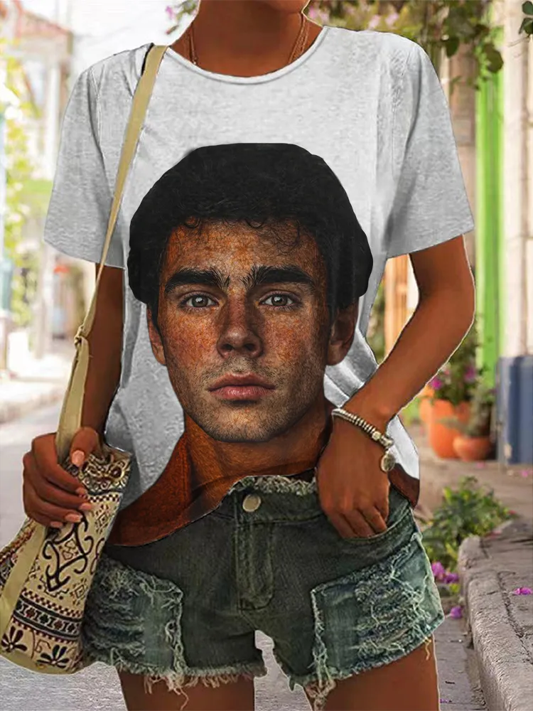 Women'S Free Luigi Short Sleeve Round Neck Pure Cotton T-Shirt