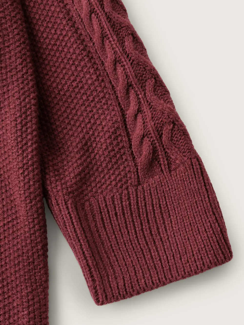 Cable Knit Textured Split Pullover