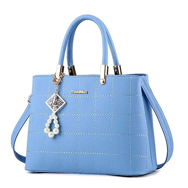 Women's Bag 2022 Embroidered Thread Plaid Handbag Middle-Aged Mother Bag Large-Capacity One-Shoulder Messenger Bag