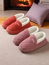 Women's Quilted Indoor Slippers with Faux Fur Lining – Warm Home Shoes for Winter and Cold Floors