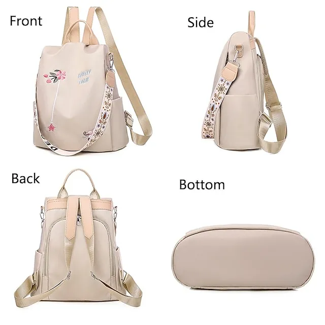 Women's Shoulder Bag Oxford Cloth Daily Holiday Zipper Adjustable Large Capacity Waterproof Folk Black Blue khaki