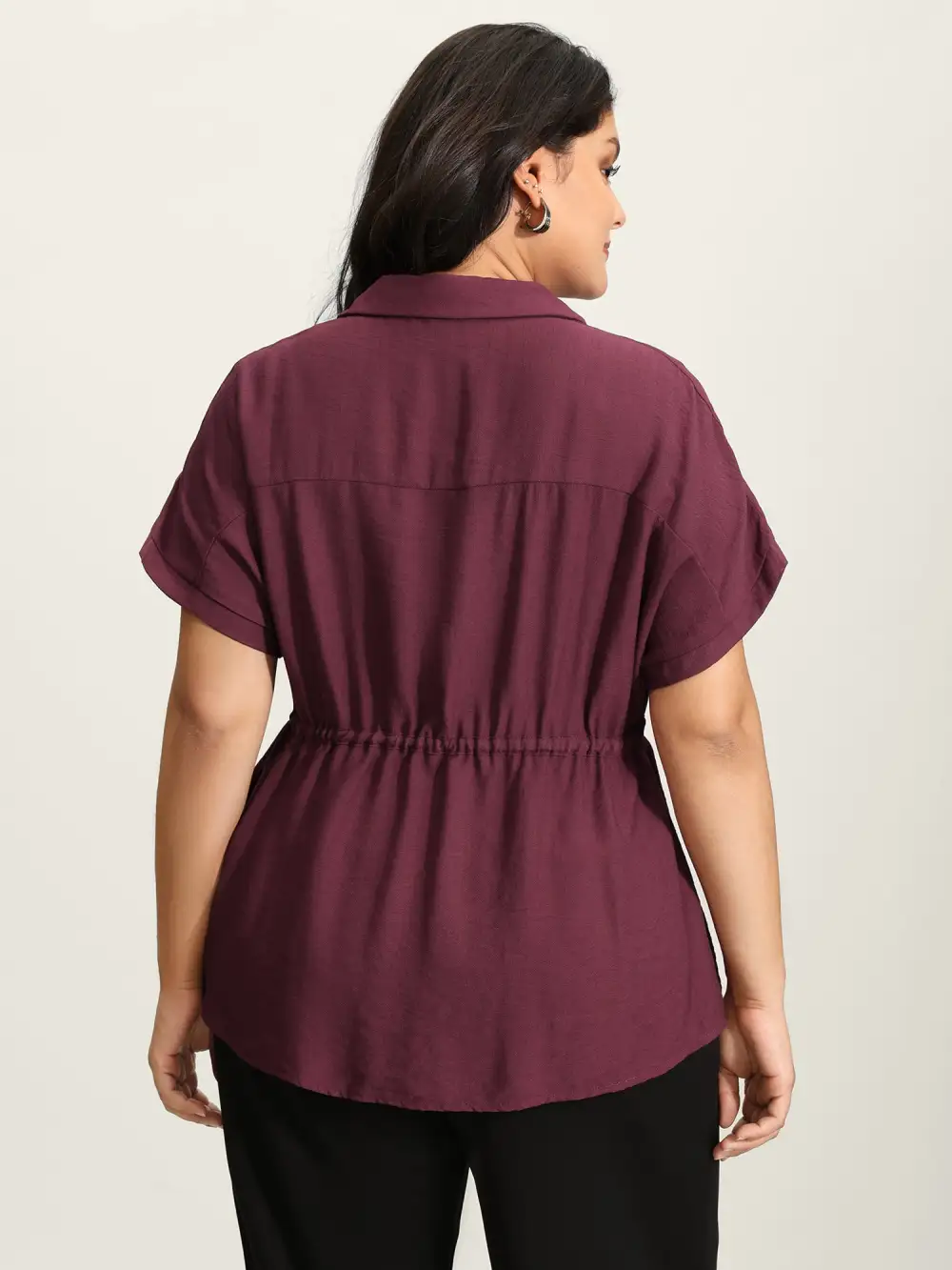 Adjustable Drawstring Button-Down Shirt