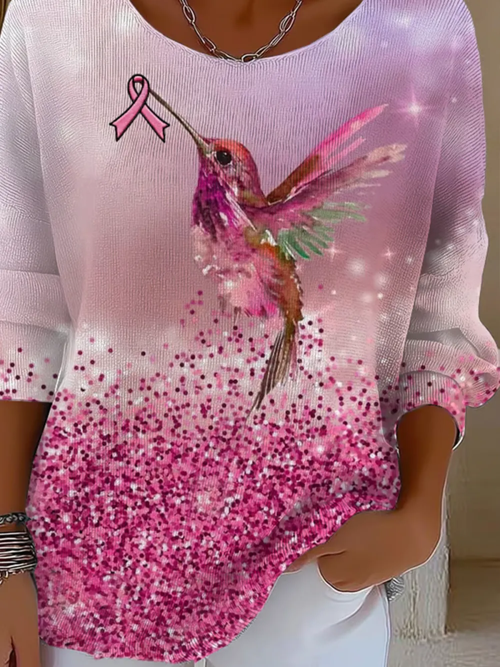 Crew Neck Vintage Regular Fit Cotton Sweater