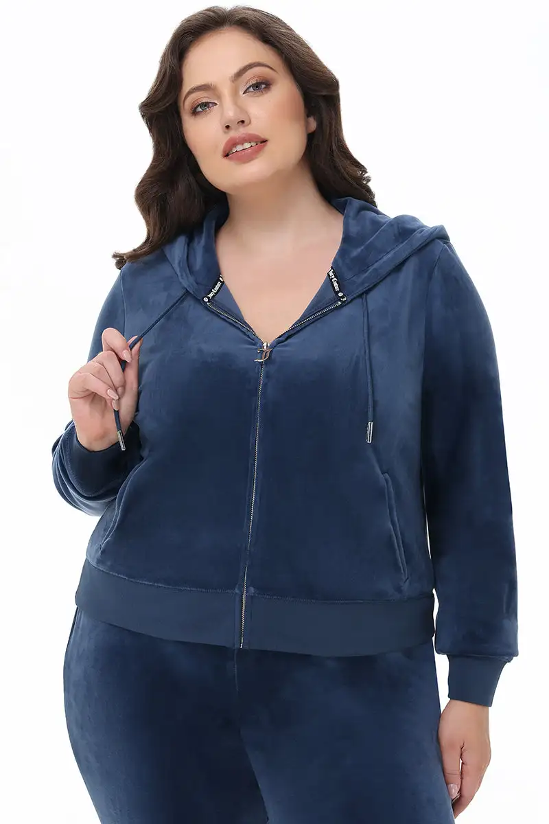 Plus-Size Ombre Big Bling Velour Hoodie