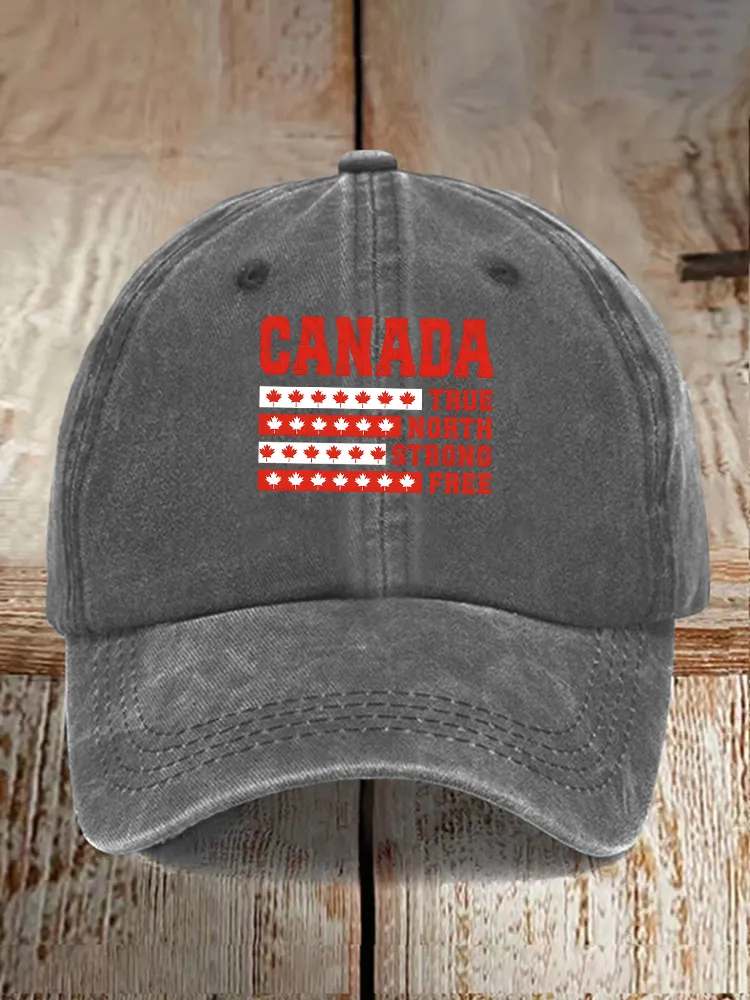 Men And Women's True North Strong And Free Washed Baseball Cap
