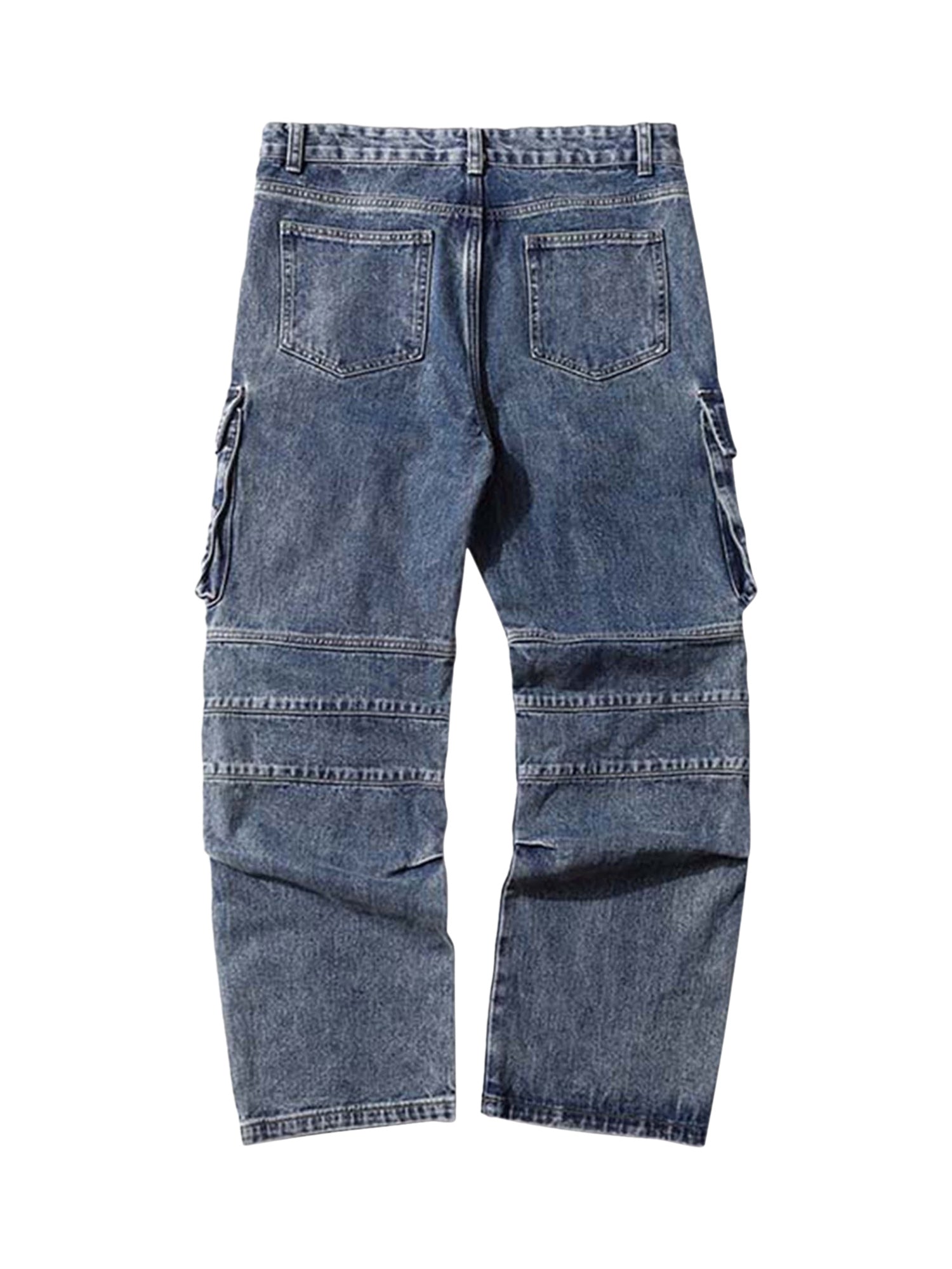 Washed And Distressed Multi-pocket Jeans - 1698
