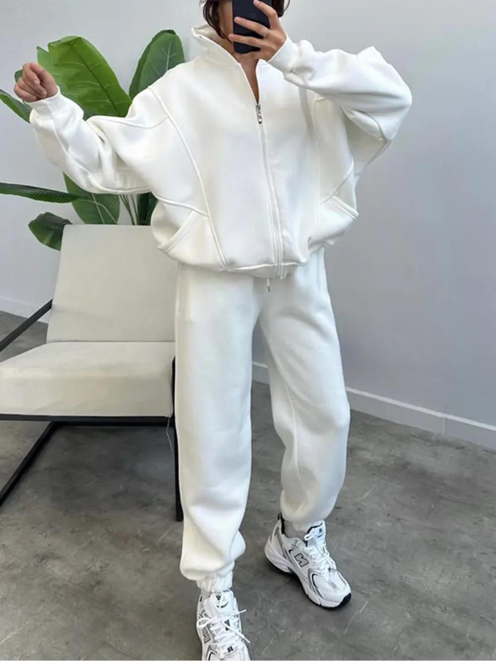 Women's 2 Piece Sets Zipper Outfits Casual Long Sleeve  Sweatsuits Sets