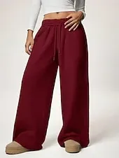 Women's Sweatpants Wide Leg Chinos Fashion Streetwear Casual Full Length High Waist Plain Elastic Waistband Comfy Soft Comfortable Stretchy Outdoor Street Light Gray Black White Red Summer Spring Fall