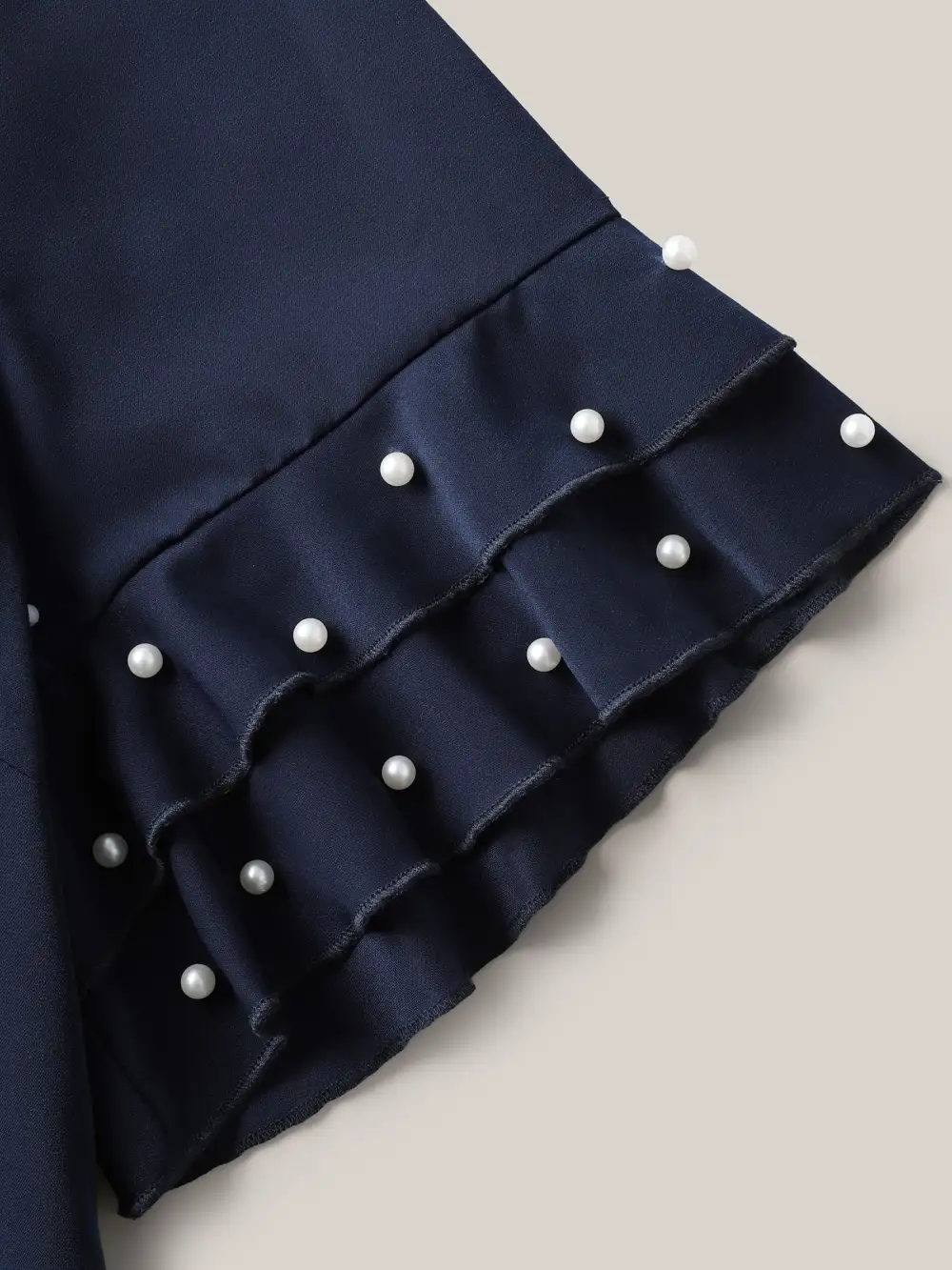 Beaded Layered Sleeve Plain Blouse