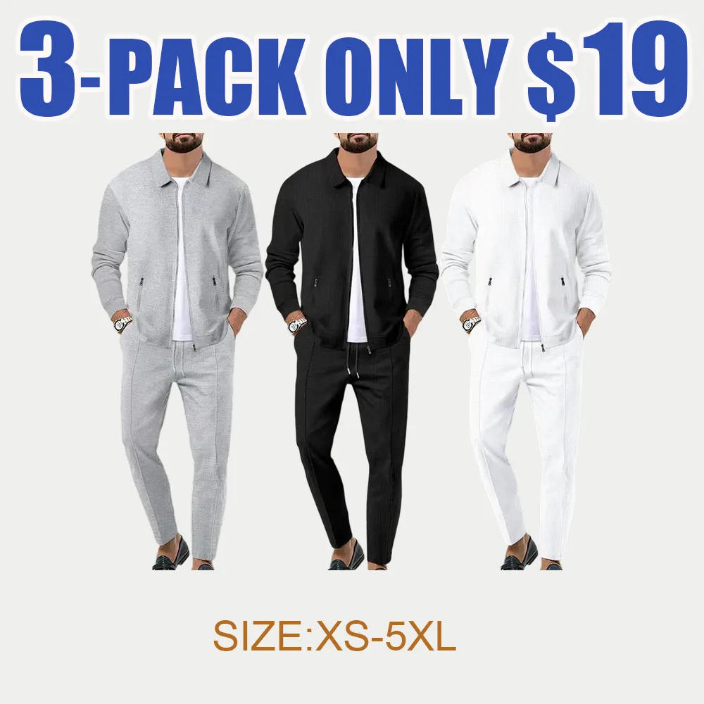 Men's 2-Piece Tracksuit – Zip Jacket & Drawstring Pants, Athletic & Casual Wear