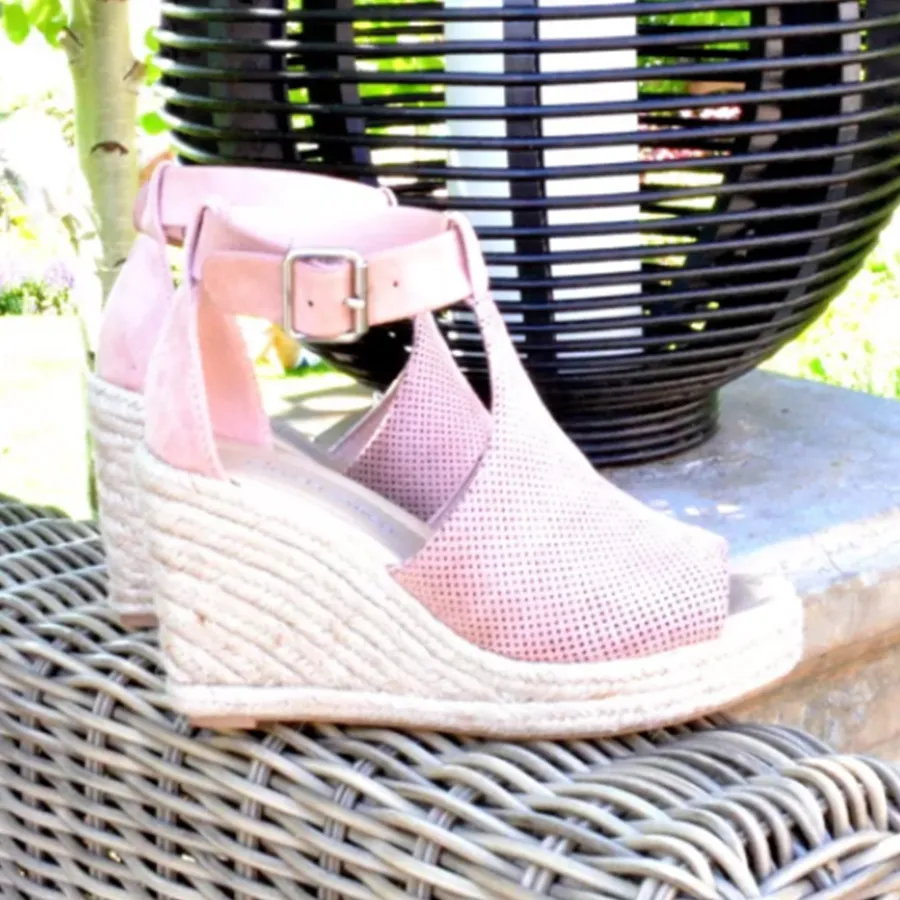 Plain Velvet Peep Toe Date Wedge Sandals