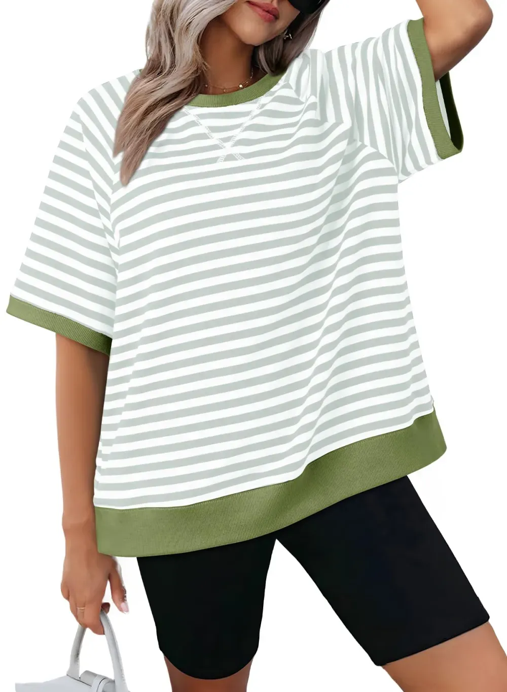 ✨Women's Oversized Striped Color Block Casual T-Shirt