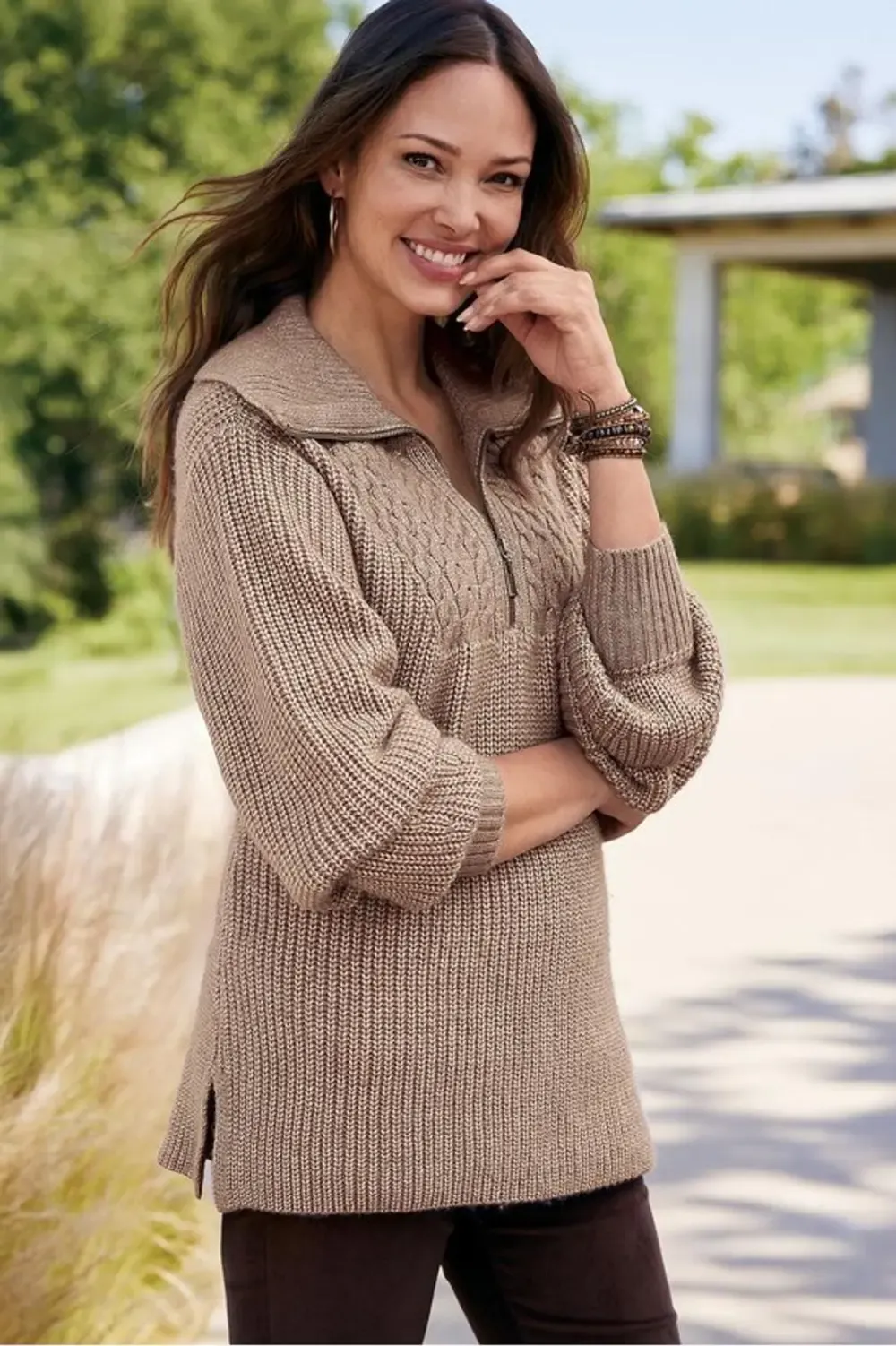 Half-Zip Cable Pullover Sweater