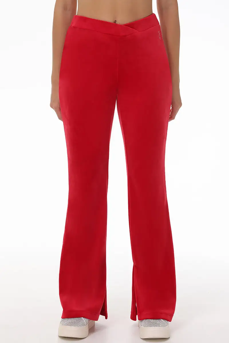 Velour Flare Pant With Slit