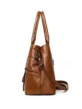 Women's Large Faux Leather Shoulder Tote Bag with Multiple Pockets, Stylish Handbag for Work, Travel and Everyday Use