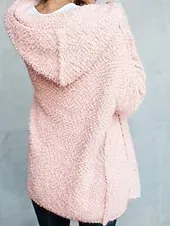 Women's Hoodie Jacket Comfortable Breathable Zipper Pocket Casual Plain Vacation Street Casual Daily Wear Open Front Long Hooded Regular Fit Long Sleeve Outerwear Black White Pink Spring Fall