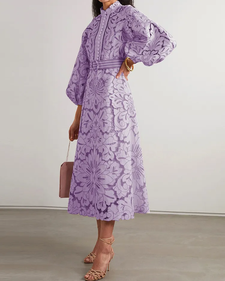 Ladies lace mid-length dress hollow