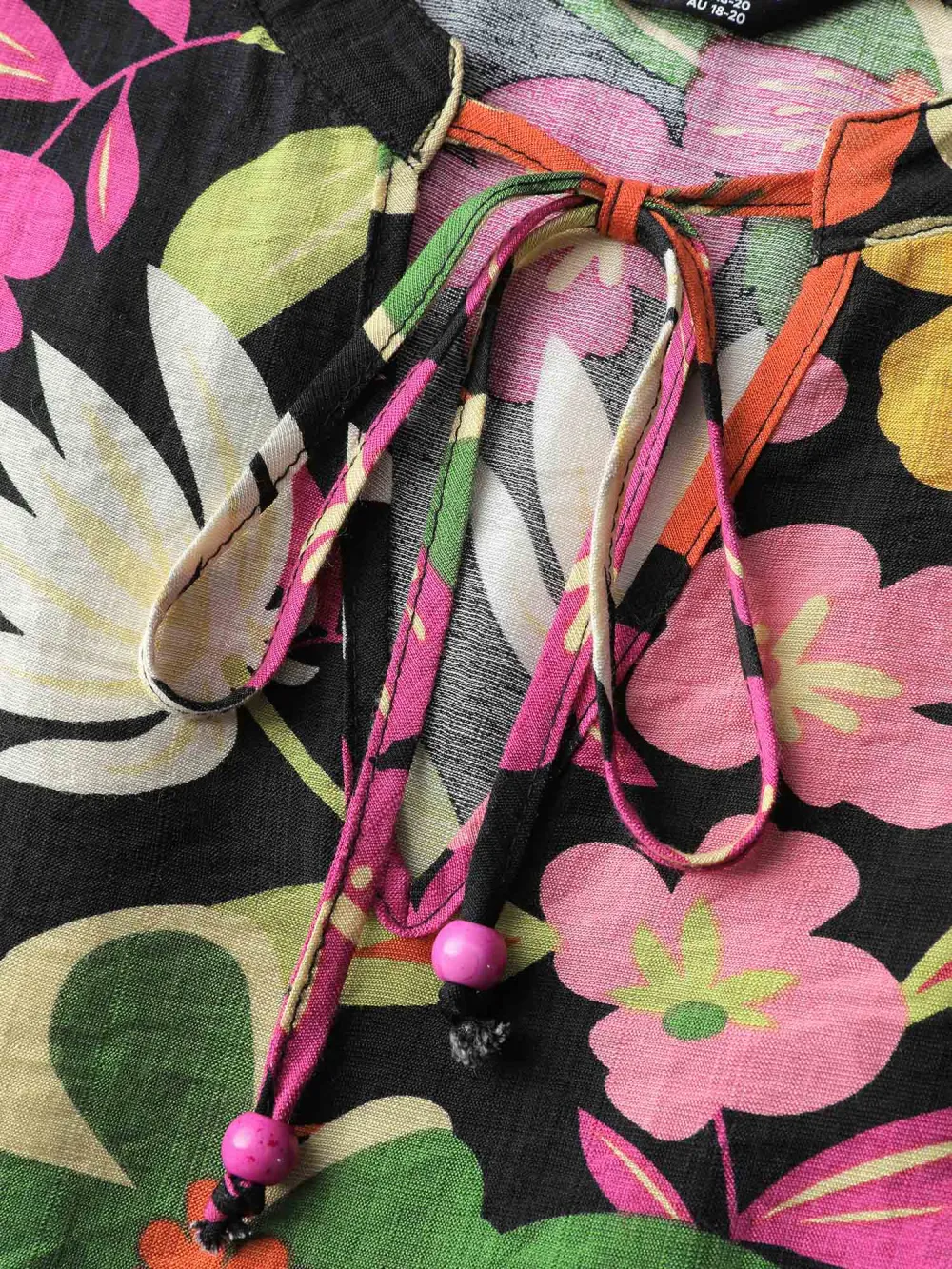 Colorful Floral Print Beaded A-Line Midi Dress