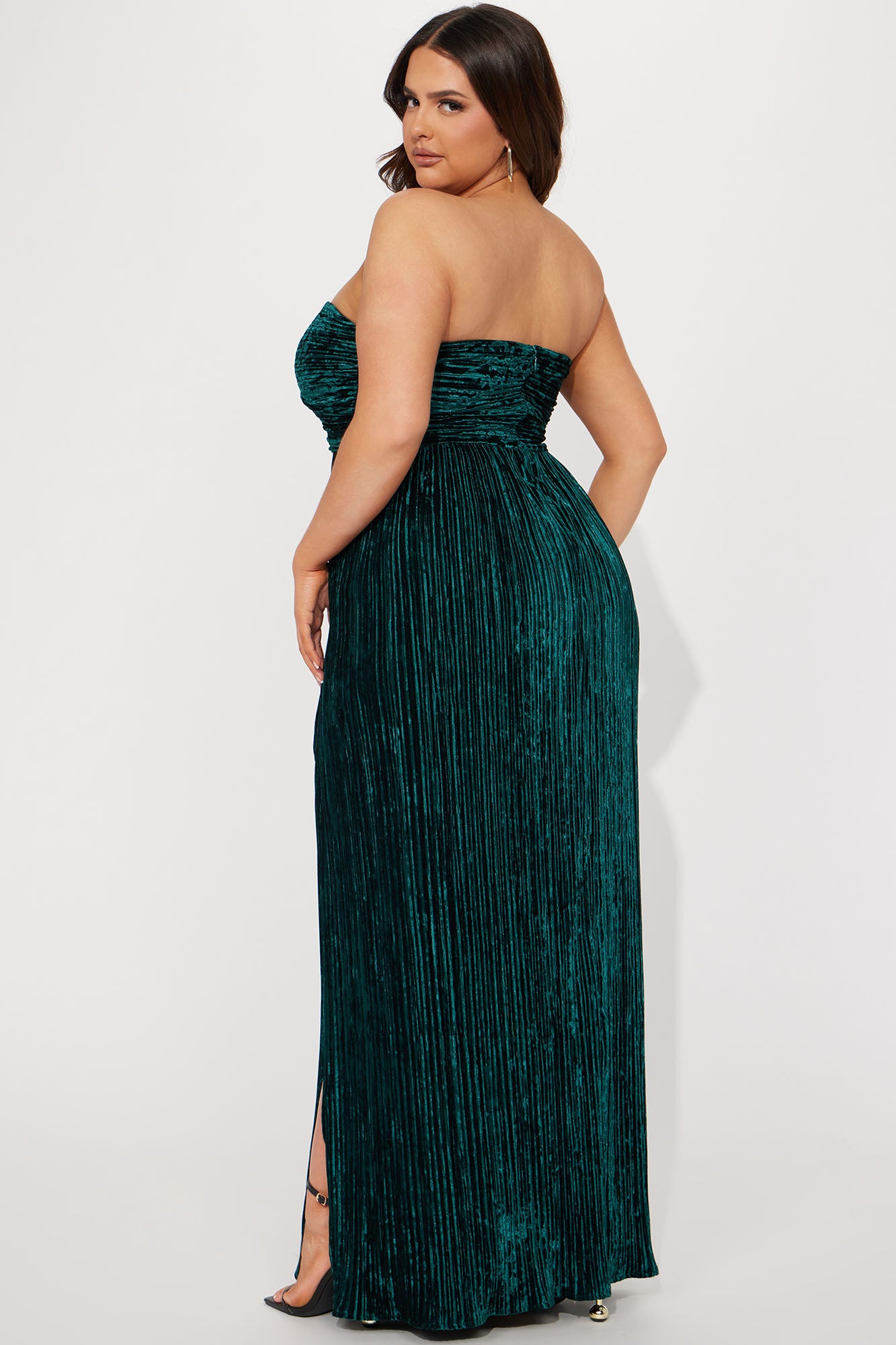 Mila Velvet Plisse Maxi Dress - Hunter