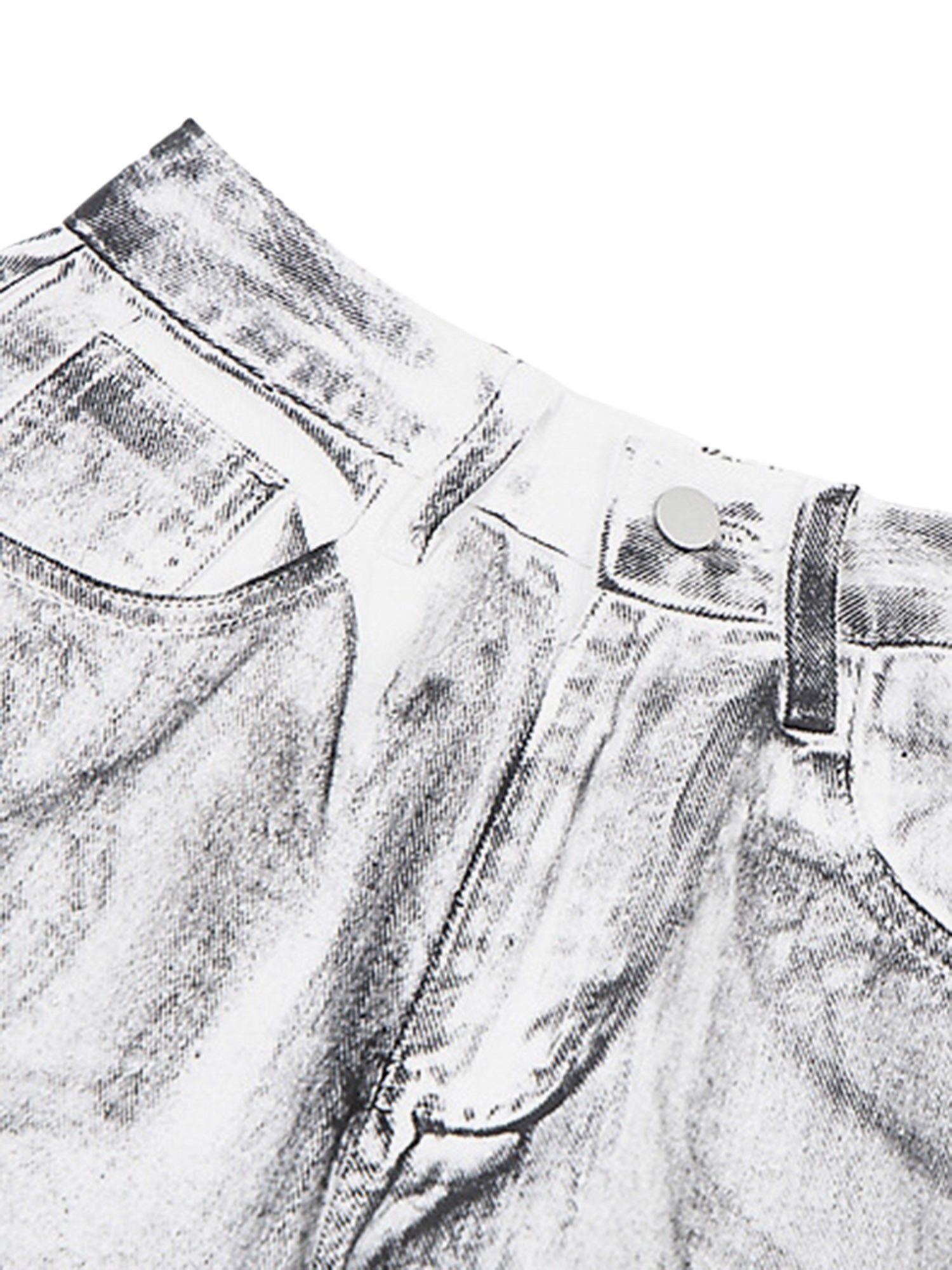 Wasteland Style Niche Design Dirty White Loose Jeans - 2114