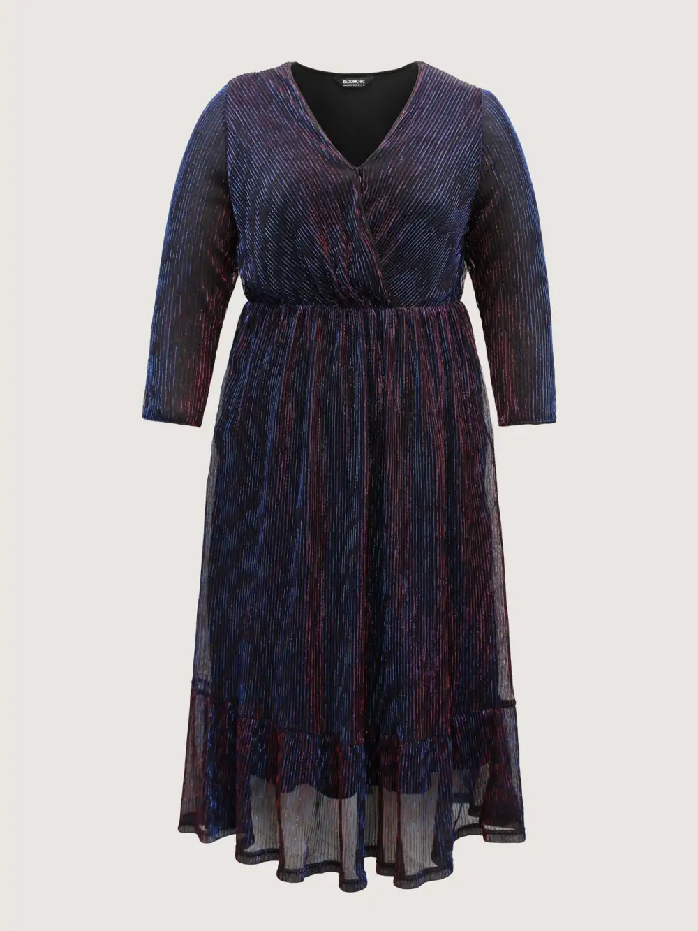 Luxe Mesh Pleated Elastic Waist Wrap Dress