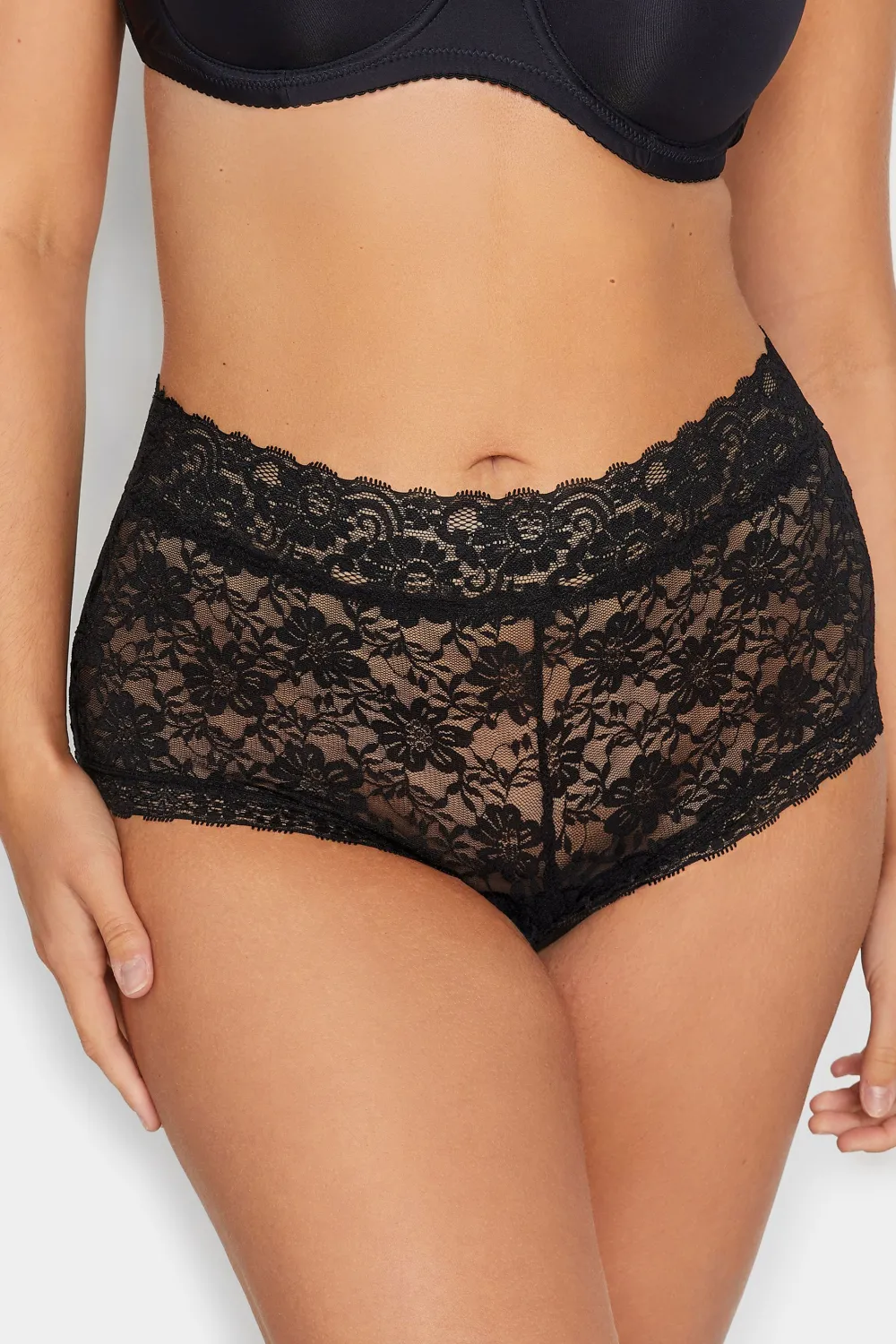 YOURS 5 PACK Curve Black Cotton High Waisted Full Briefs