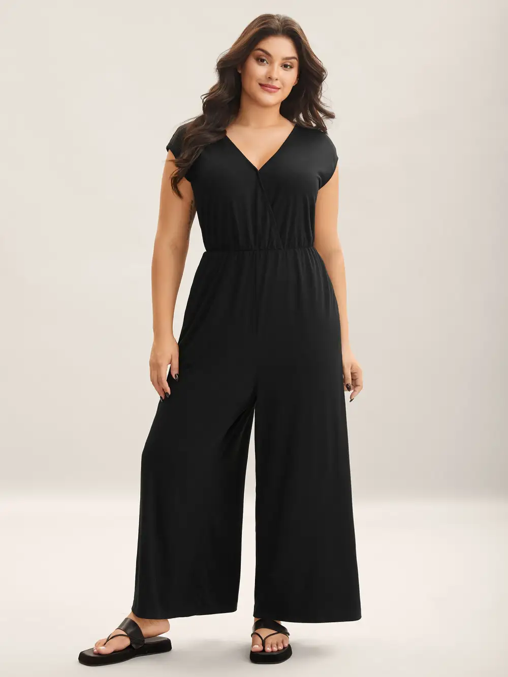 Supersoft Butterfly Backless Stretchy Wide-Leg Jumpsuit