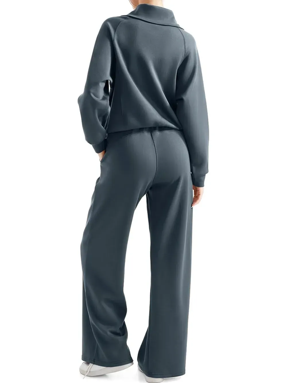 💥Women 2 Piece Lounge Matching Set Wide Leg Sweatpant Half Zip Sweatshirt