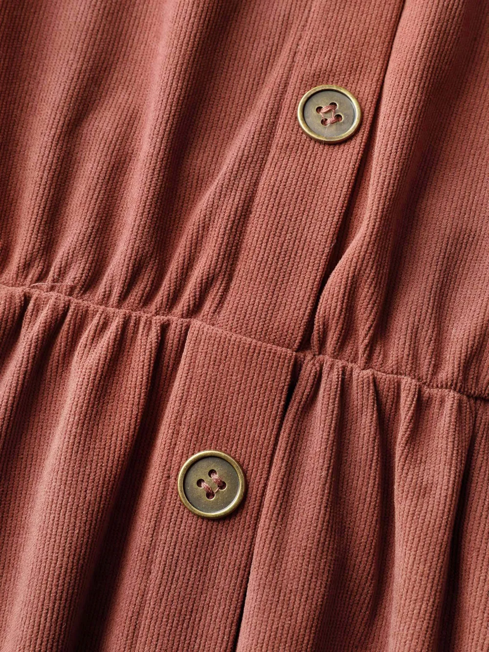 Corduroy Tab Sleeve Belted Midi Dress