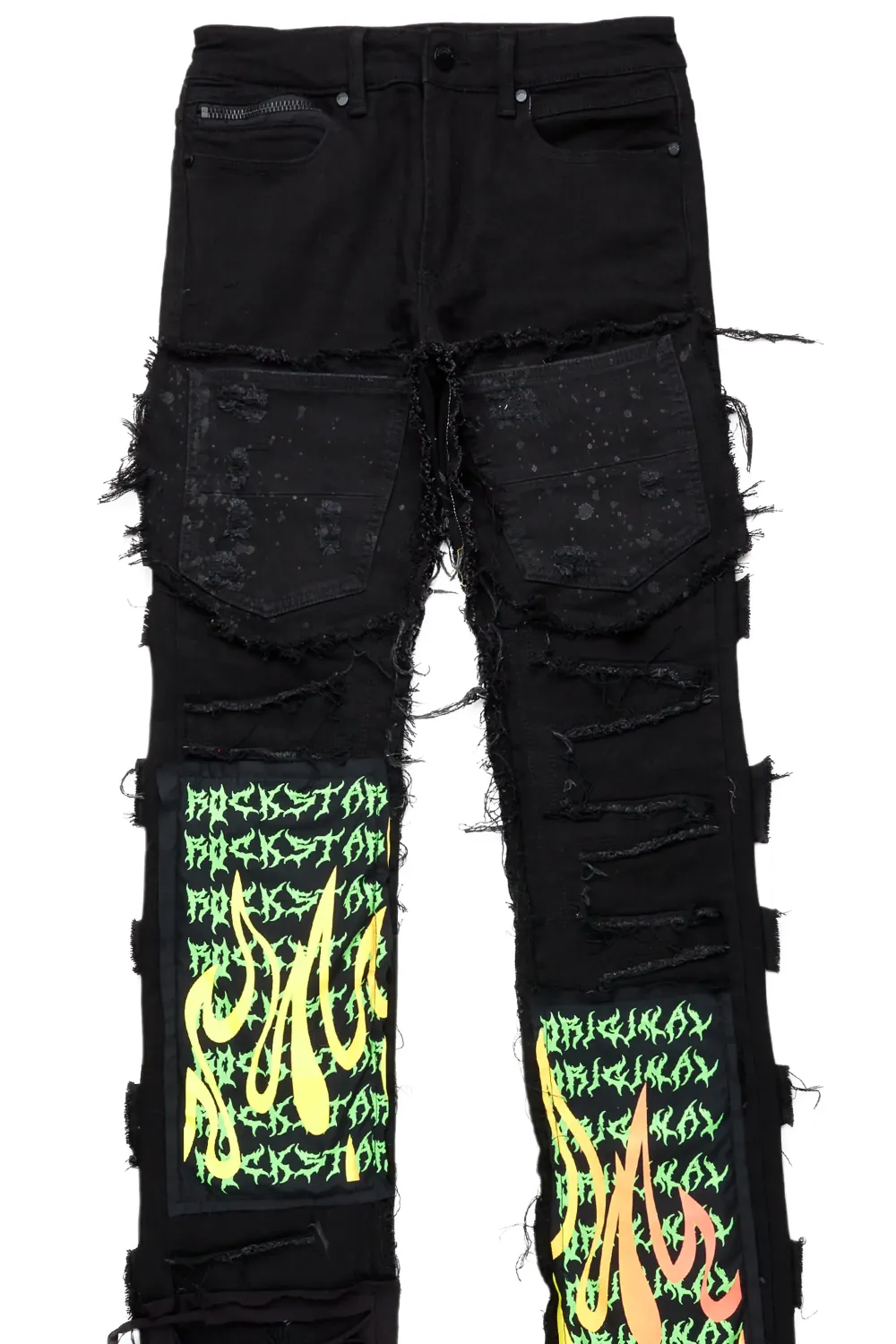 Kayce Black Super Stacked Flare Jean