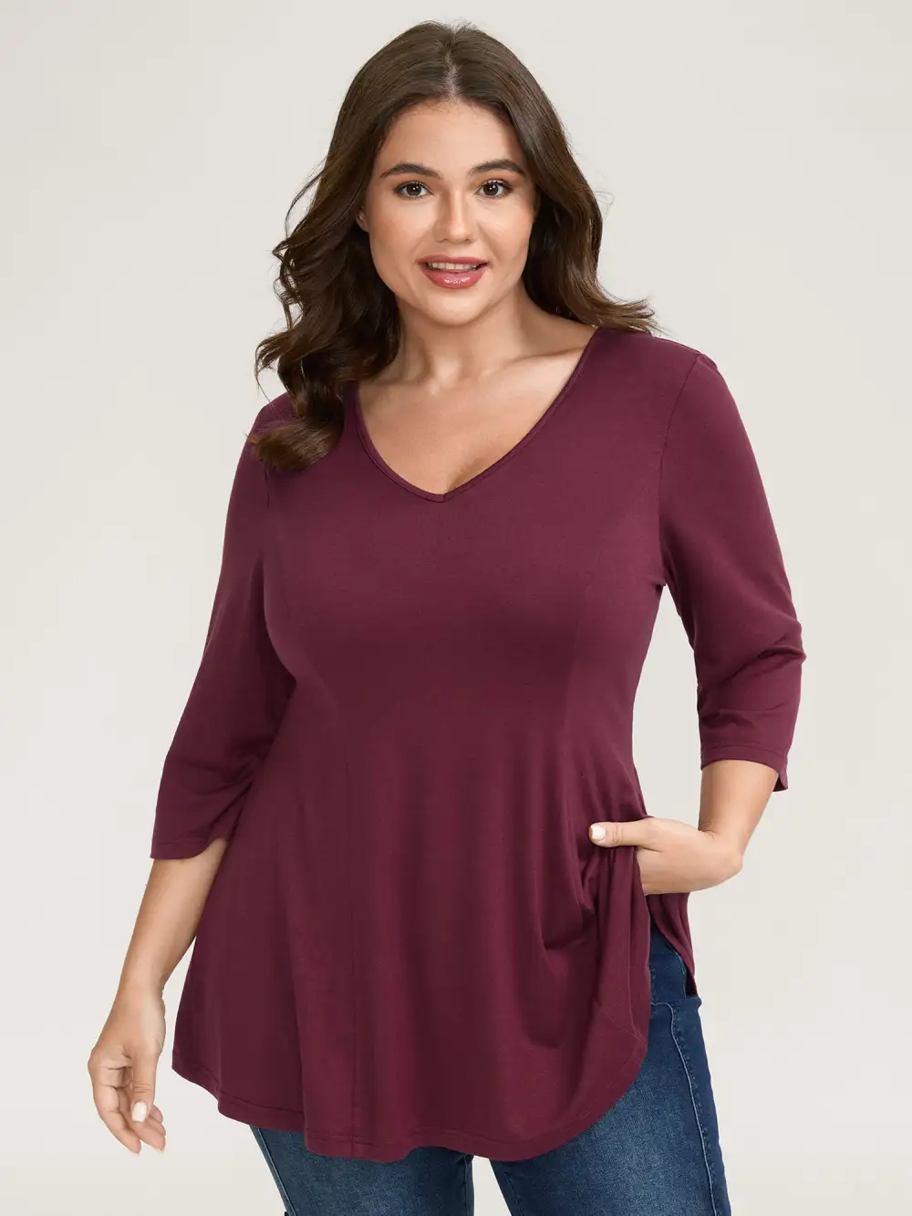 Supersoft Cinched-Flared Waist Knit Top