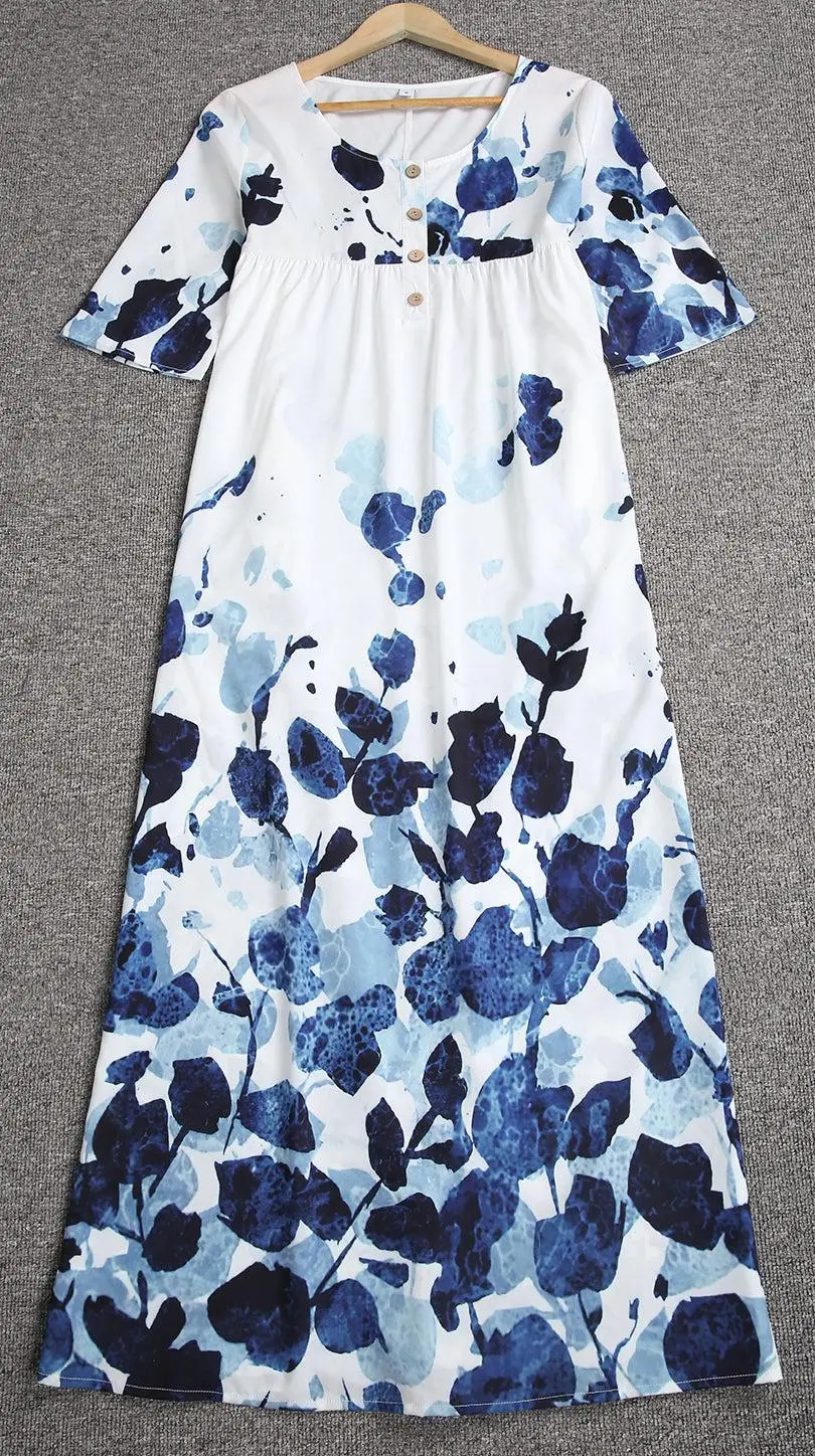 Popular Print Half Sleeve Midi Dress