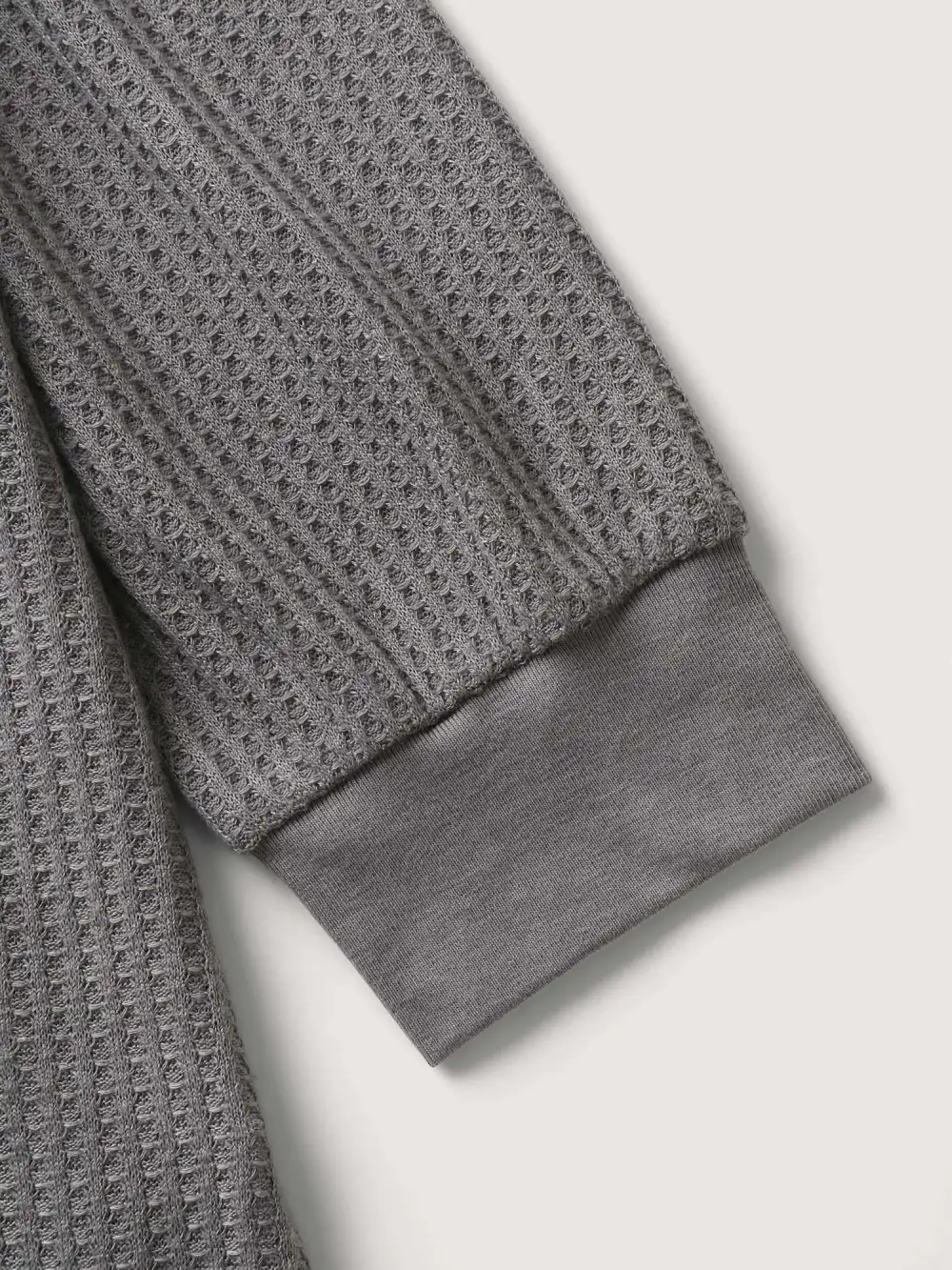 Waffle Grid Notched Collar Lace Sweatshirt