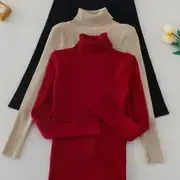 3-Pack Womens Turtleneck Knitted Pullovers - Soft & Cozy Solid Colors - Long Sleeve Casual Winter Sweaters