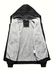 Zip-up Slant Pockets Hooded Jacket, Casual Thermal Long Sleeve Jacket, Women's Clothing