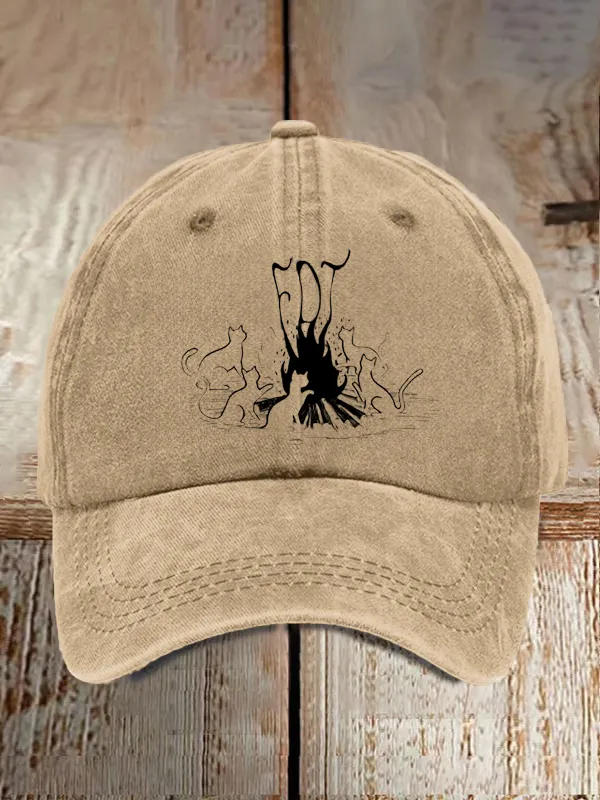 Unisex Distressed Washed Cotton Cat FDT Hat