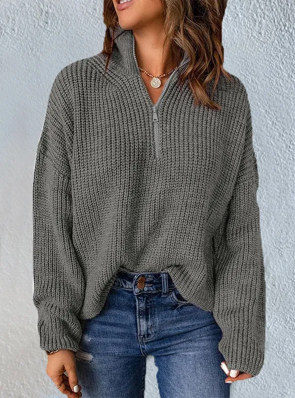 Casual Stand Collar Cotton Sweater Sweater