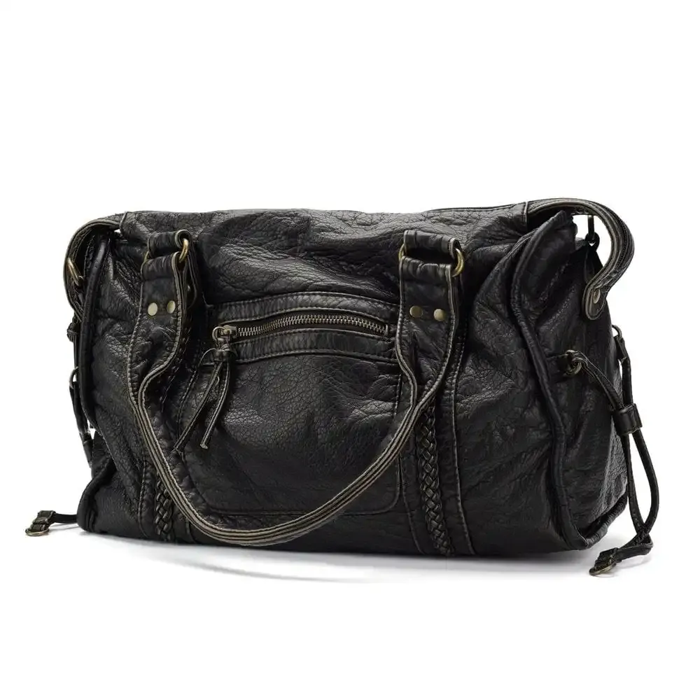 Stylish Vintage Black Leather Handbag