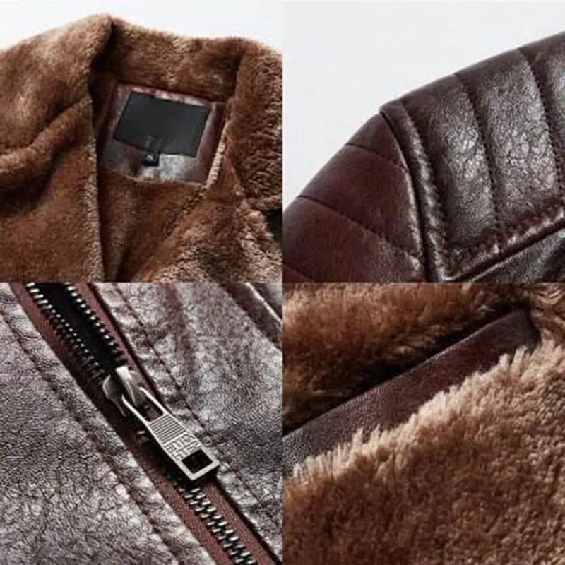 Padded Suit Collar Men's Leather Jacket