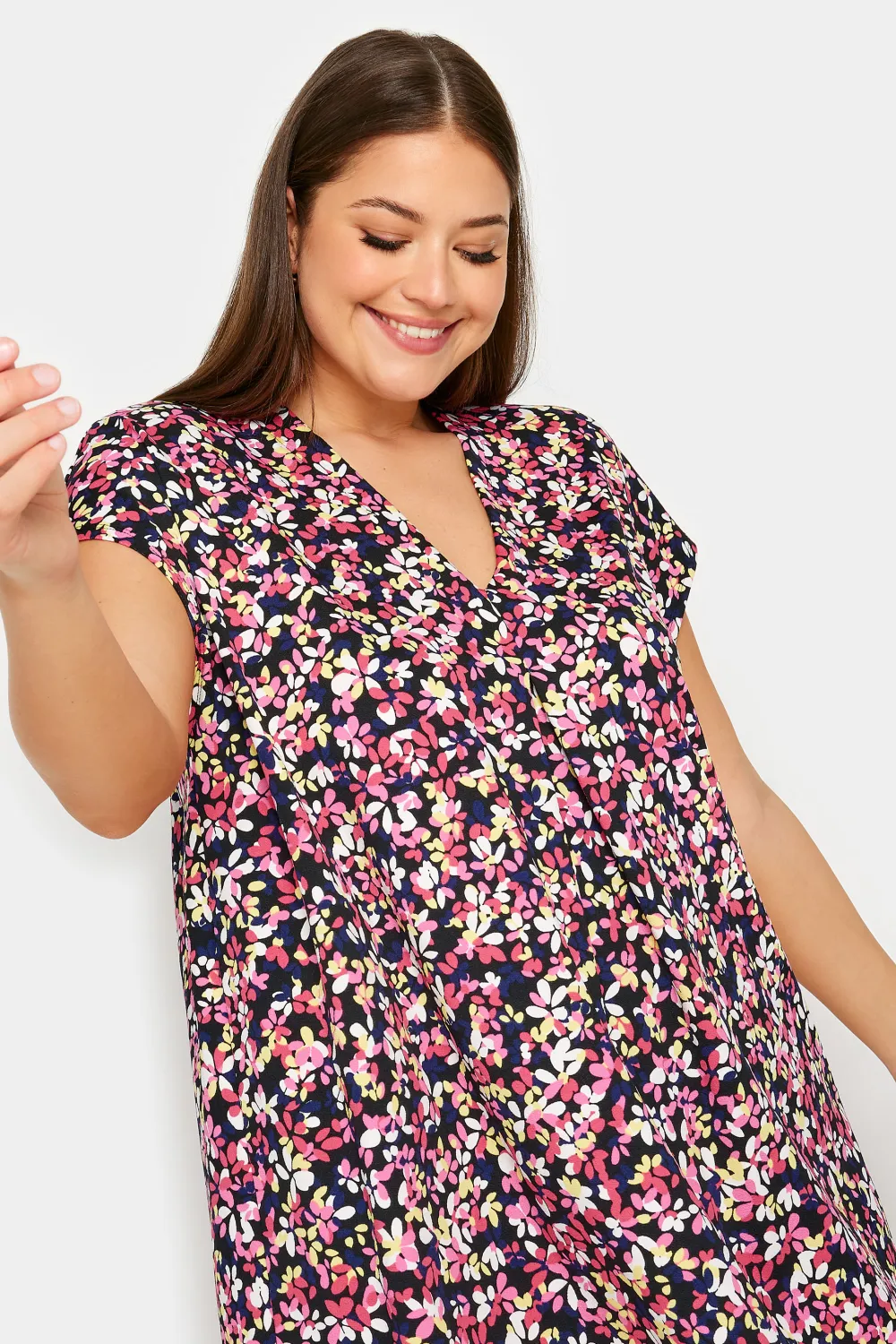 YOURS Curve Blue Leopard Print Pleat Front Blouse