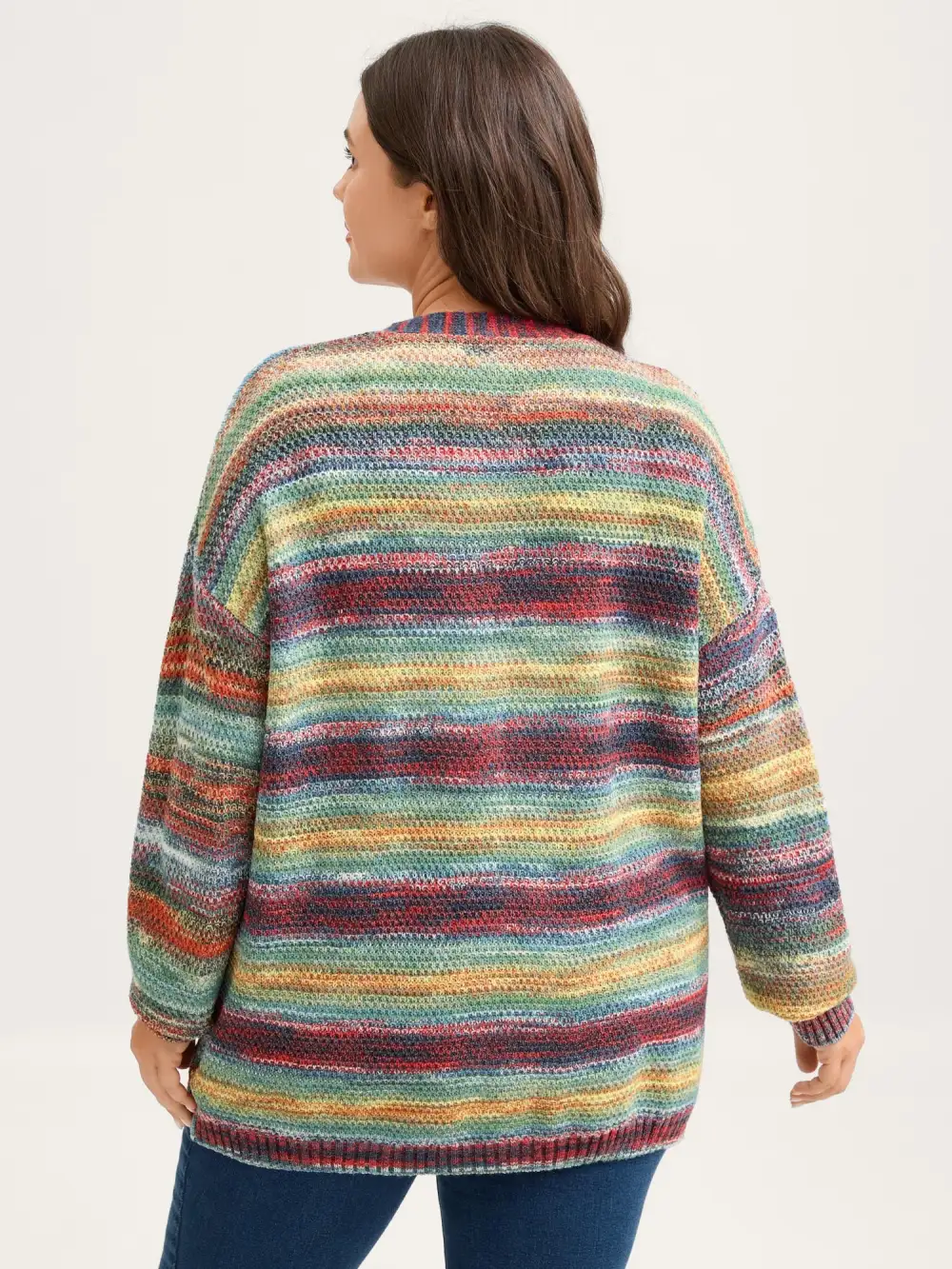 Gradual Color Change Textured Knit Cardigan