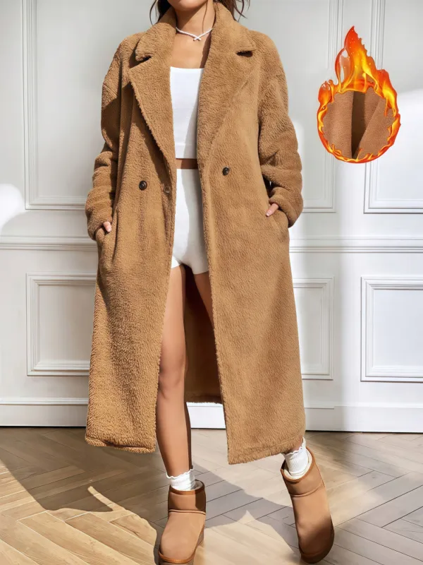 Women's Teddy Fleece Double - Breasted Long Coat