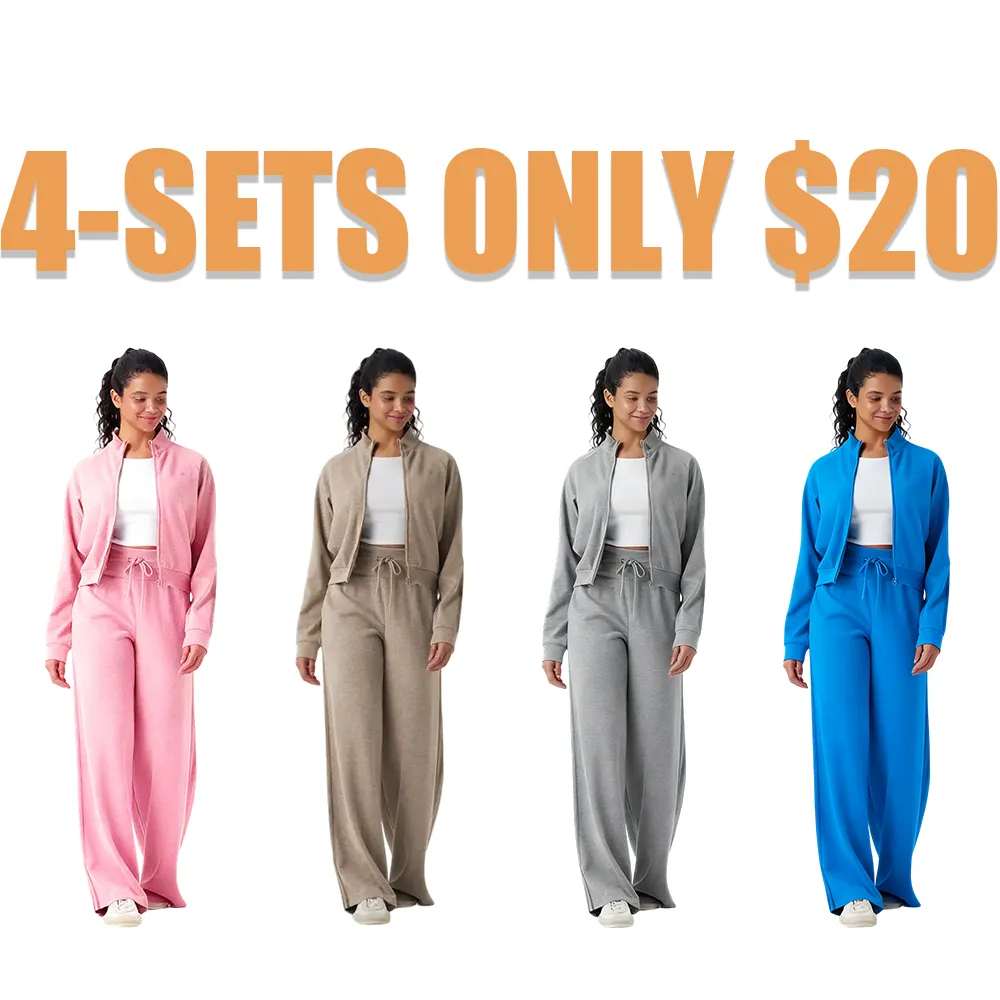 Stand-up collar jacket + wide-leg pants