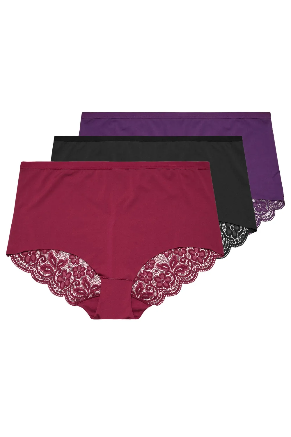 YOURS 5 PACK Curve Black Cotton High Waisted Full Briefs