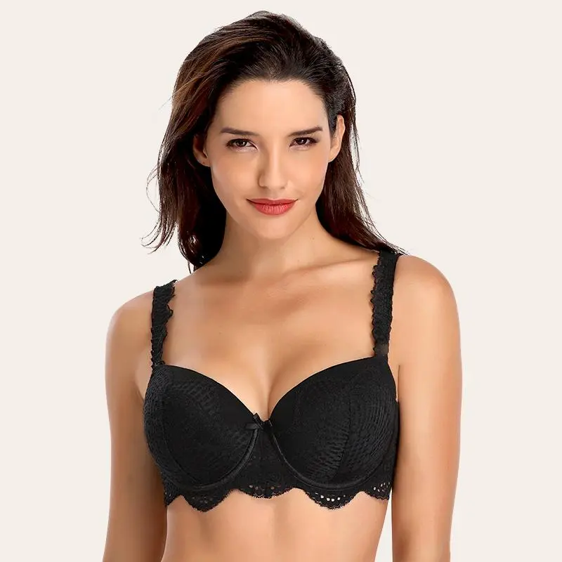 Lace Bra Beauty Back Clasp Push Up Underwire Bra Multi-way
