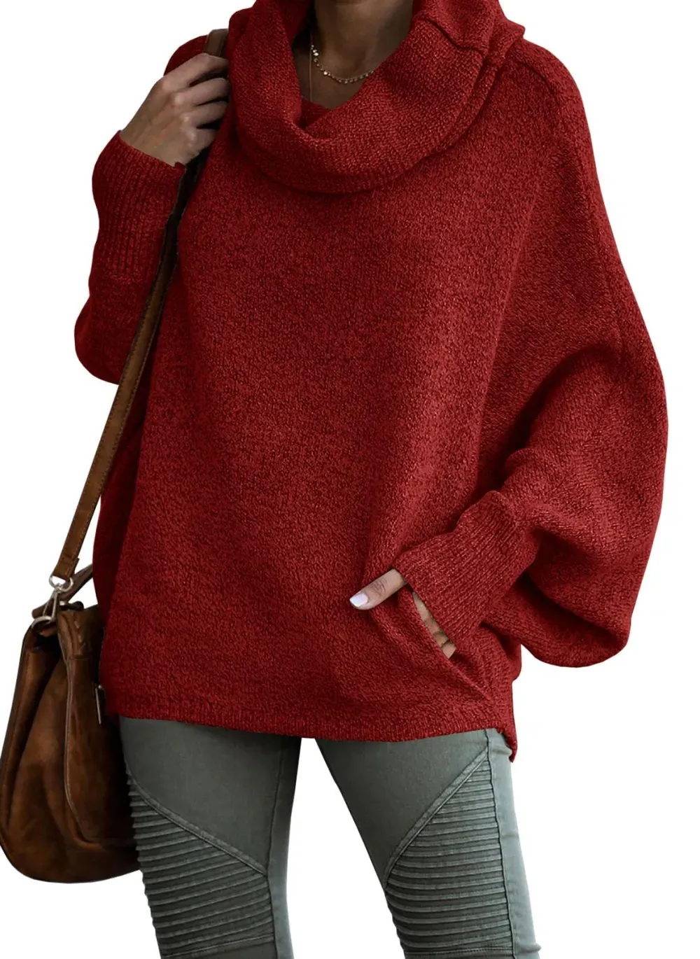 ✨Women's Cashmere Cowl Neck Pullover Sweaters with Pockets